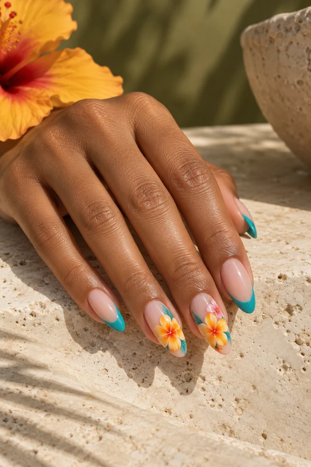 Generated colour, flowers, sunshine manicure inspiration