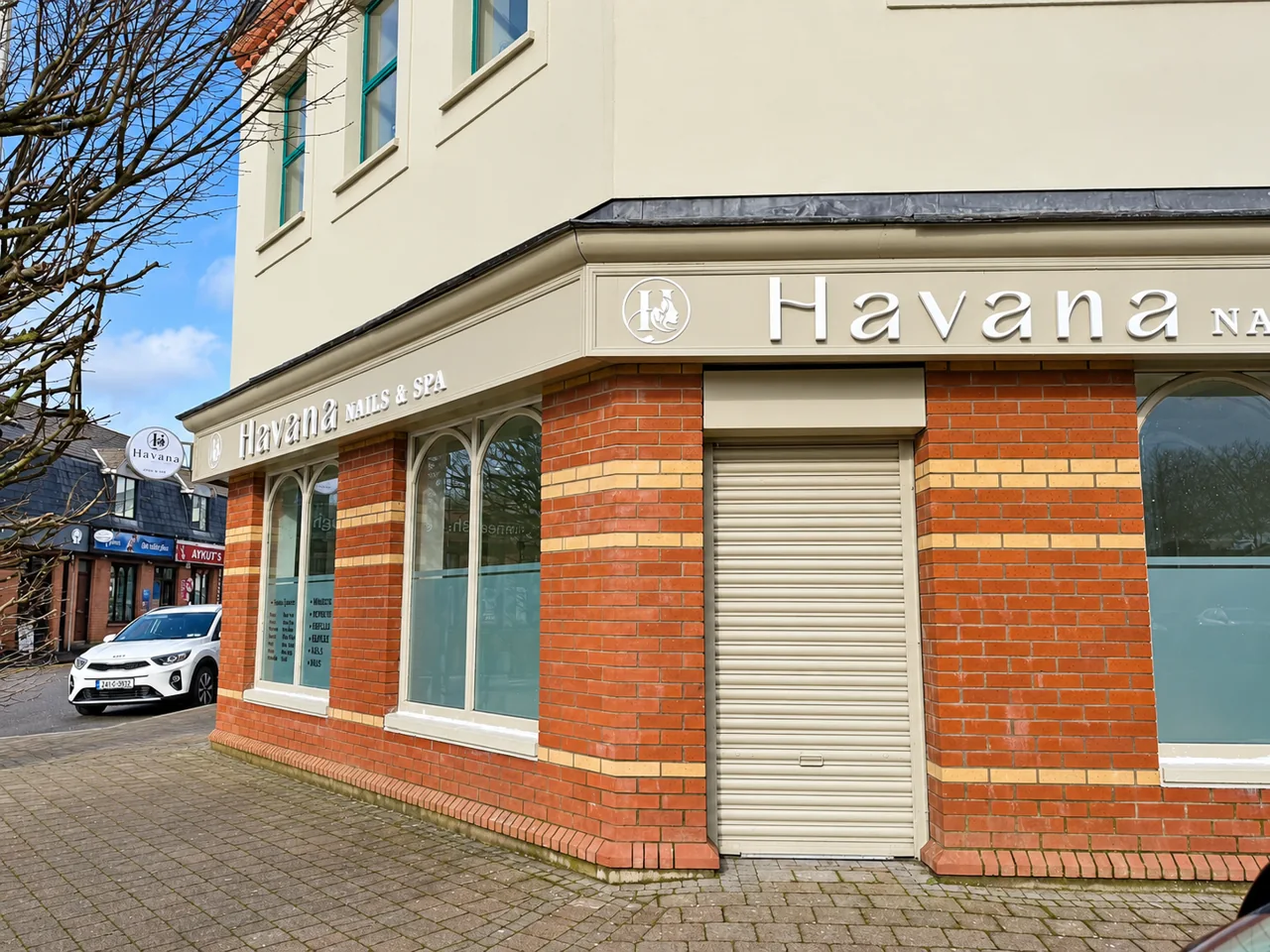 Havana Nails and Spa corner storefront on Main Street, Ballincollig
